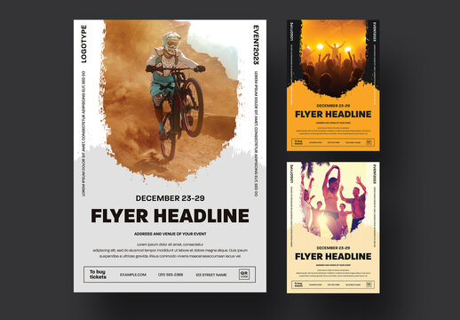 Universal flyer, poster or cover layout with grunge elements for various events