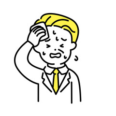 かわいい人物のイラストシリーズ _ オフィスワーカー_シニア _ 暑い