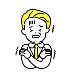 かわいい人物のイラストシリーズ _ オフィスワーカー_シニア _ 寒い