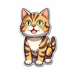 Fototapeta na wymiar cartoon brown tabby cat sticker