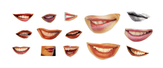  Retro Effect Magazine Cutout Lips Mouth