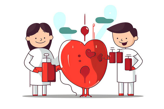 Isolated Blood Donation Cartoon On White Background. Generative Ai