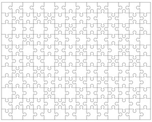 Illustration of big white puzzle, separate pieces