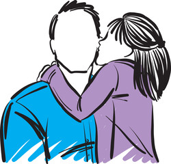 little daughter girl kissing father dad love parent fathers day vector illustration