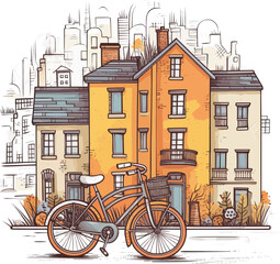 Fototapeta na wymiar Bikes in the city cartoon illustration