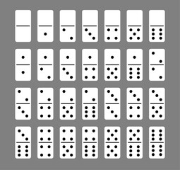 Image of chips from the popular game of dominoes on a white background 28 chips