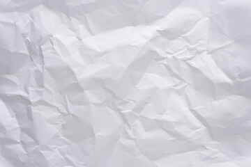 White crumpled paper texture background, clean white wrinkled paper, top view.