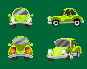 Illustration Vector Graphic Of Set Cartoon Car All Angle View Good For Poster, Design Tshirt for Children, Cover your Product