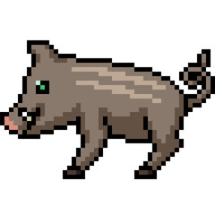 pixel art baby brown boar