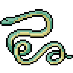 Obraz premium pixel art long green snake