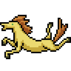 Fototapeta premium pixel art yellow horse fell