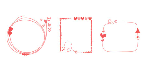 Hand Drawn Love Frame Decoration For Valentine's Day Design. Doodle style. Quote, commas, message, blank, template. Editable vector.