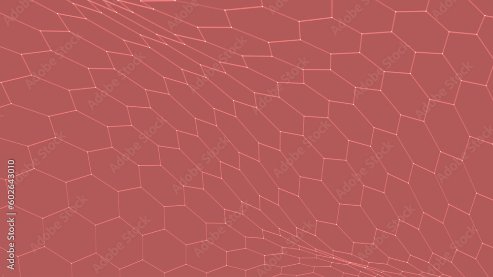 Aufkleber futuristic hexagon background. futuristic honeycomb concept. wave of particles. 3d rendering. data t