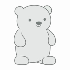 Sticker Bear white outline. flat vector illustration
