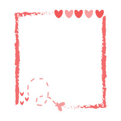 Obraz premium Hand Drawn Love Frame Decoration For Valentine's Day Design. Doodle style. Quote, commas, message, blank, template. Editable vector.