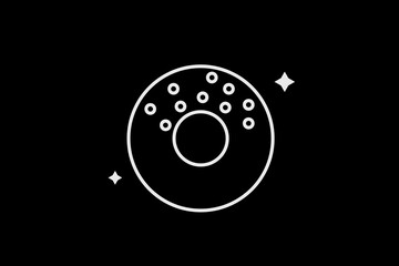 Geometric donut illustration, vector sweet donut icon in flat design art.	
