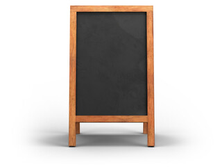 Board with wooden frame and chalkboard front view