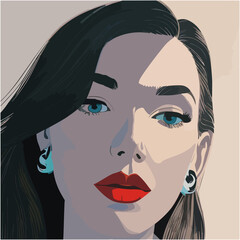 Beatiful brunette woman vector illustration