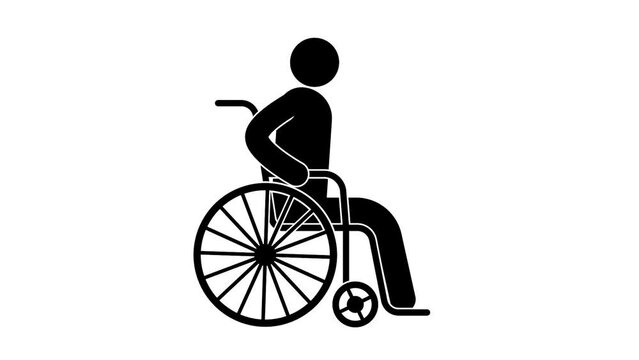 Person with Physical disabilities in a wheelchair -animated pictogram.