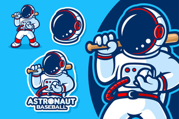 Astronaut Baseball Mascot Stock Illustration Vector