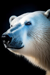 Obraz na płótnie Canvas a beautiful and colorful polar bear in a dynamic portrait, ai