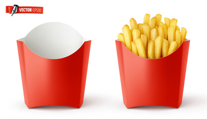 Vector realistic illustration of french fries on a white background.
- 602647498
