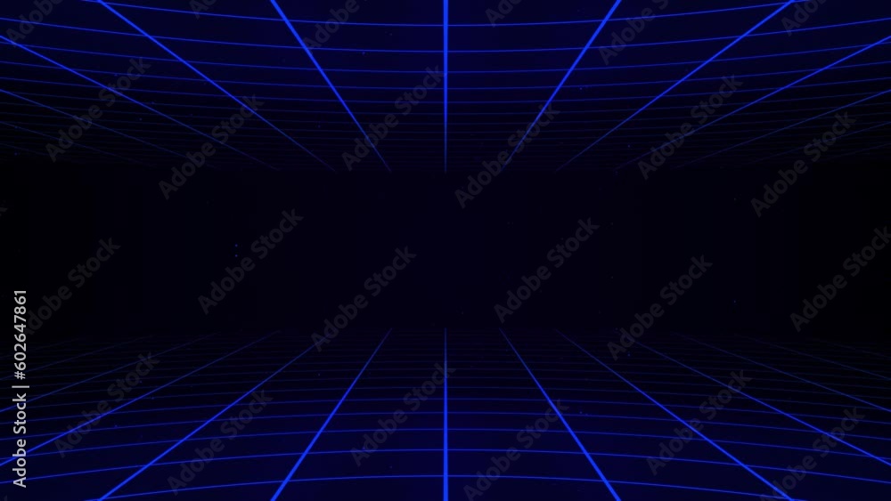 Poster abstract retro synthwave grid loop animation background 3d render. looping grid motion design with p