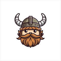 Cute viking warrior face illustration artwork isolated on white background, suitable for print on demand, stickers, logo designs and many more