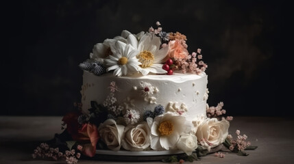 Elegant Wedding Cake. A beautifully themed masterpiece, isolated on an empty background with ample copy space. Celebrate your special day with this confectionery delight. AI Generative