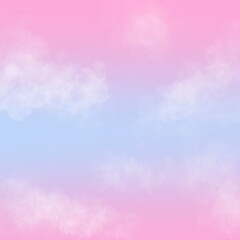 sky pink and blue With soft clouds 