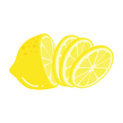 Fresh Lemon Illustration Isolated In White Background. Lemon Slice Cartoon Illustration.