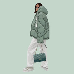 girl in green jacket