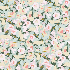 Abstract floral seamless pattern. Bright colors, gouache painting.