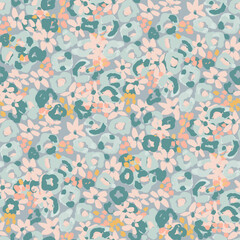 Abstract floral seamless pattern. Bright colors, gouache painting.