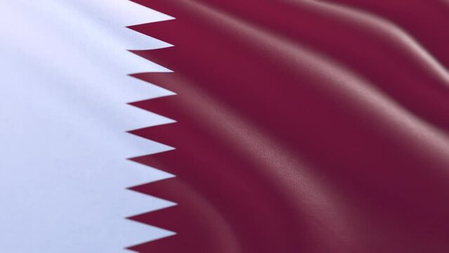 Slow motion loop of a Qatar flag waving in the wind