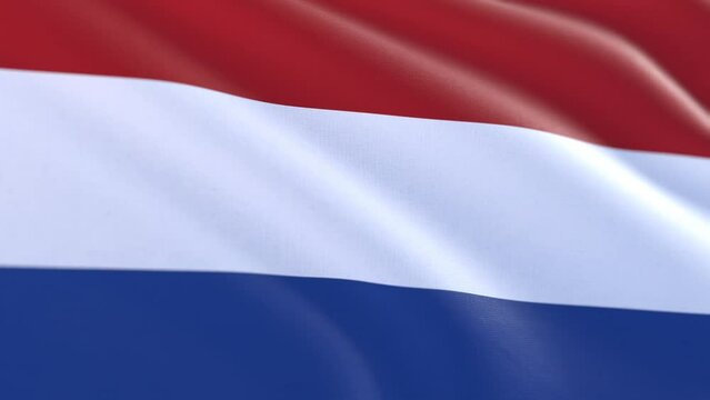 Slow motion loop of a Netherlands flag waving in the wind