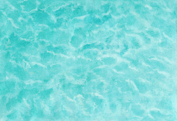 Watercolor painting nature background of blue sea water and summer seascape beautiful waves, tropical nature, sea with waves splashing concept. space for the text. Hand painted texture style on paper.