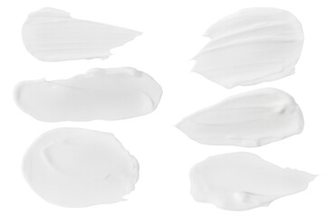 A set of different cream strokes. cosmetic cream strokes without shadows. Without background. PNG