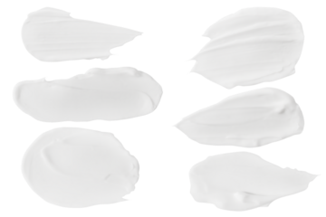 A set of different cream strokes. cosmetic cream strokes without shadows. Without background. PNG