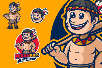Indian Baseball Mascot Stock Illustration Vector
