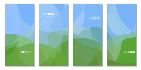 a set of brochures with abstract nature green and blue geometric background template