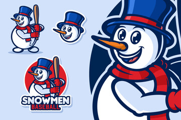 Snowman Baseball Mascot Stock Illustration Vector