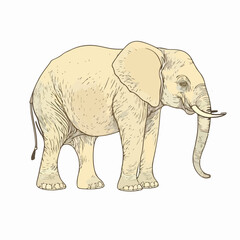 Sticker Elephant white outline. flat vector illustration