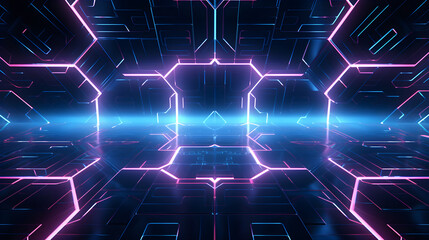 DYNAMIC TECH GRID | Futuristic Stock Image of Glowing Geometric Lines | Advanced Technology & Connectivity