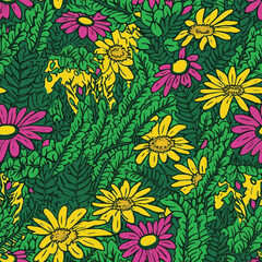 Naklejka na ściany i meble Seamless Colorful Daisy Pattern.Seamless pattern of daisys in colorful style. Add color to your digital project with our pattern!