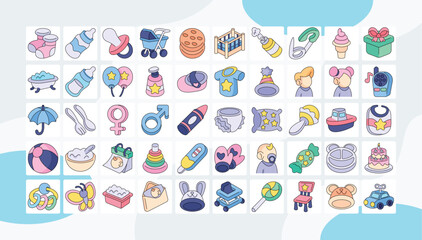 Baby Shower color icons pack