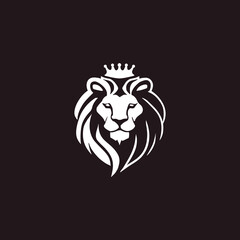 Minimalist lion face line art style logo template, Isolated on white background
