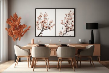 Dual Frame Mock-up in Cozy Dining Room Interior. Generative AI