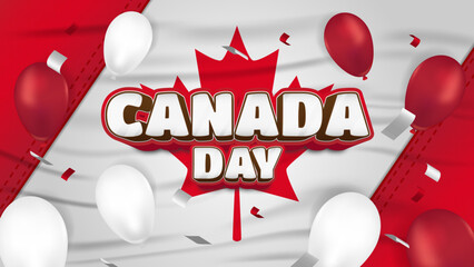 Realistic and decorative Canada day greeting background with editable text effects