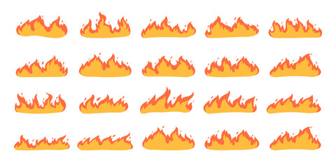 Cartoon fire effect. A yellow bonfire burns to heat.